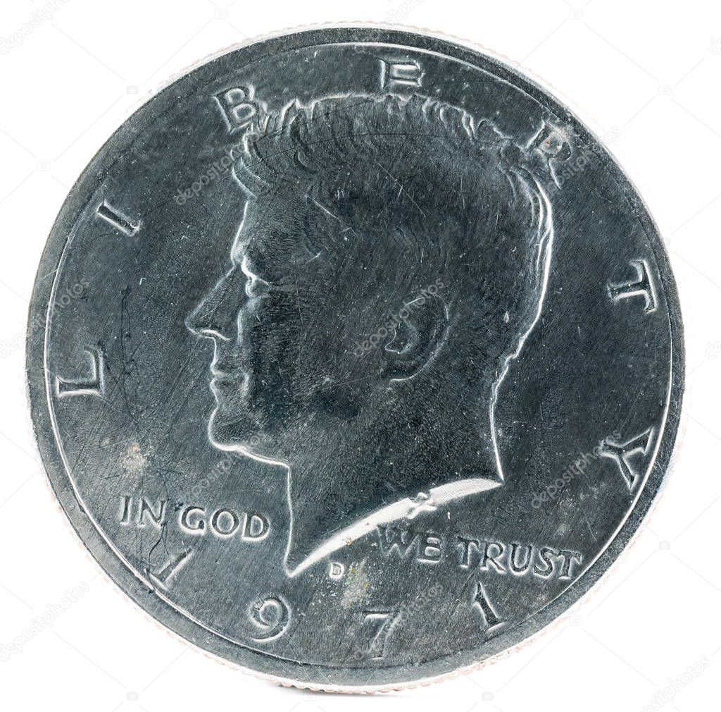 United States Coin. Half Dollar 1971 D. Kennedy. Obverse. 