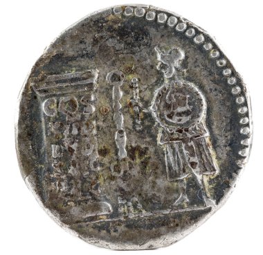 Antik Roma gümüş denarius'ların İmparator Domitian. Ters.