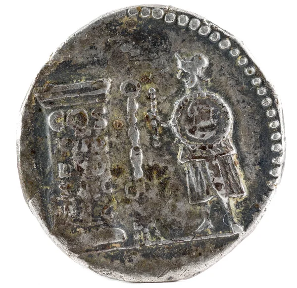Moneda Denario Plata Romana Antigua Del Emperador Domiciano Invertir —  Fotos de Stock