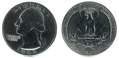 Amerika Birleşik Devletleri para. Çeyrek dolar 1965.