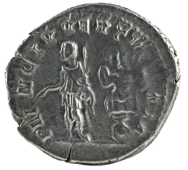 Antigua Moneda Plata Romana Denario Del Emperador Geta Invertir — Foto de Stock