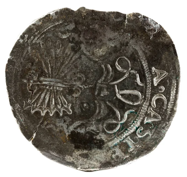 Αρχαία Ισπανική Ασημένιο Νόμισμα Του Φερνάντο Βασιλιάδες Isabel Καθολικοί Βασιλιάδες — Φωτογραφία Αρχείου