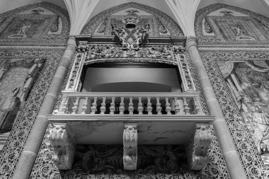 Evora, Portekiz - 18 Eylül 2015: Evora bulunan mimari detaylar içinde kilise, Sao Joao Evangelista. Protugal.