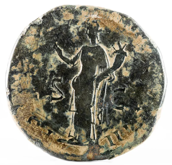 Древнеримская Бронзовая Сертертская Монета Императора Адриана Обратный Ход — стоковое фото