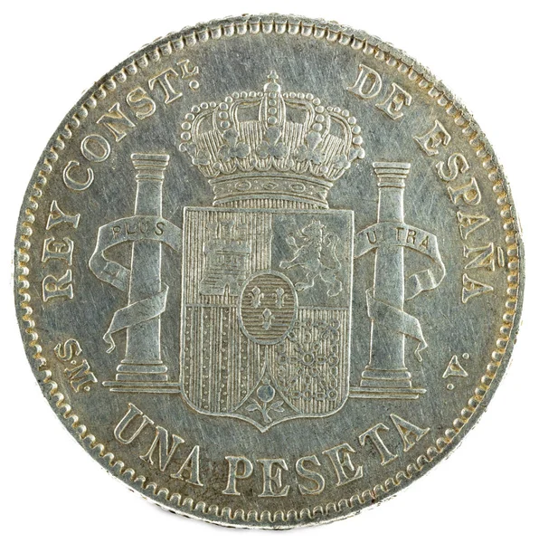 Ancient Spanish Silver Coin King Alfonso Xiii Peseta 1903 Stars — Stock Photo, Image