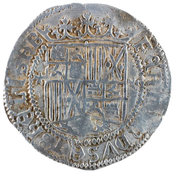 Antigua Moneda Plata Española Los Reyes Fernando Isabel Reyes Católicos — Foto de Stock