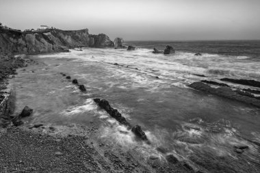 Urros de Liencres 'deki manzara. Cantabria 'da. İspanya.