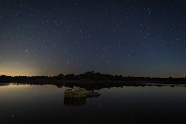 Fotografía Nocturna Área Natural Barruecos Extremadura España — Foto de Stock