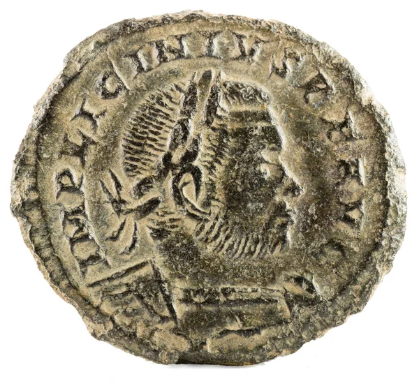 Antigua Moneda Romana Cobre Del Emperador Licinio Cara — Foto de Stock