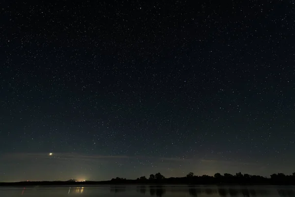 Night Landscape Swamp Valdesalor Extremadura Spain — Stock Photo, Image