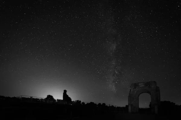 Fotografía Nocturna Las Ruinas Romanas Caparra Extremadura España — Foto de Stock