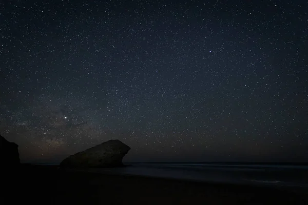 Night landscape on the beach of Monsul. Natural Park Cabo de Gata. Almeria Spain.