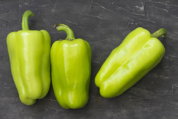 Fresh green bell peppers- look from above