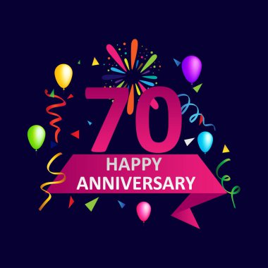 Mutlu Doğum günü Tipografi vektör tasarımı tebrik kartları ve afiş balon, konfeti, Doğum günü kutlaması için tasarım şablonu ile için. vektör çizim