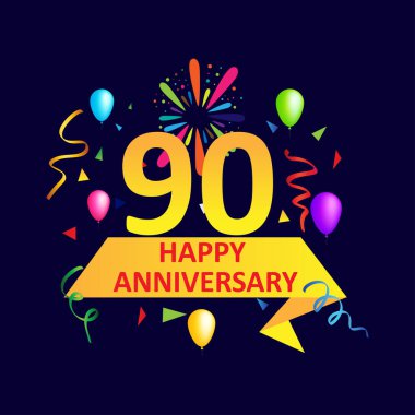 Mutlu Doğum günü Tipografi vektör tasarımı tebrik kartları ve afiş balon, konfeti, Doğum günü kutlaması için tasarım şablonu ile için. vektör çizim