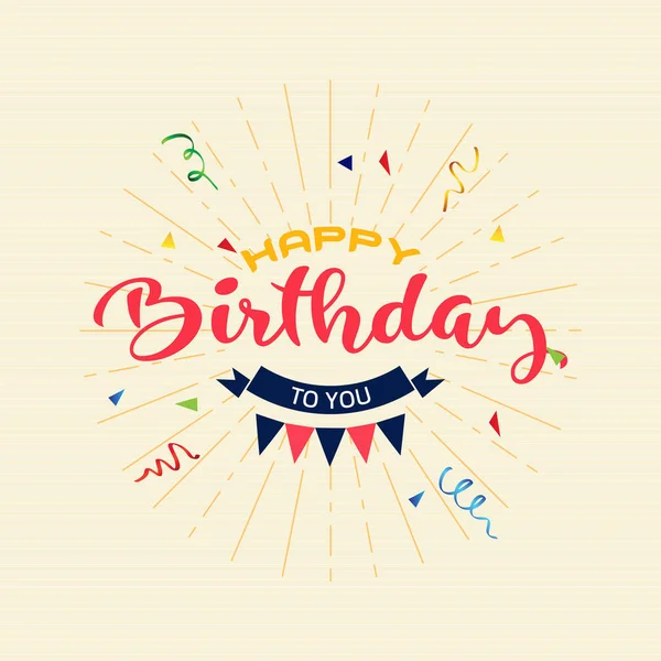 Mutlu Doğum günü Tipografi vektör tasarımı tebrik kartları ve afiş balon, konfeti, Doğum günü kutlaması için tasarım şablonu ile için. vektör çizim