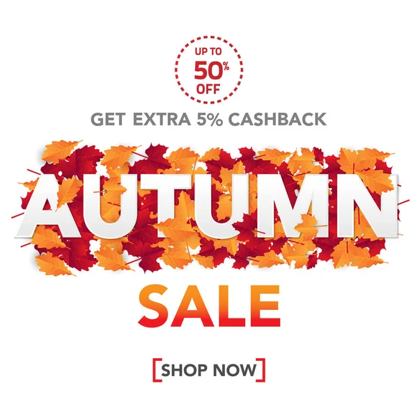Herbstverkauf Banner Vorlage Mit Blättern Herbstblättern Für Den Einkauf Verkauf — Stockvektor