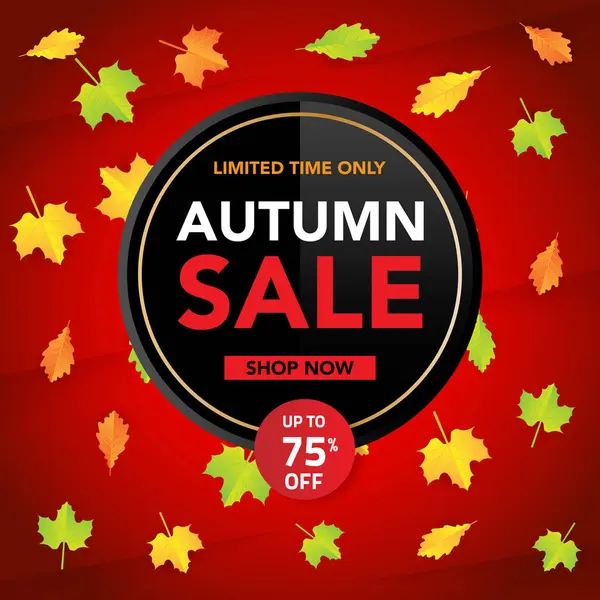 Sonbahar satış banner şablon yapraklarla, sonbahar yaprakları Satılık alışveriş için. Banner tasarımı. Poster, kart, etiket, web afiş. Vektör çizim