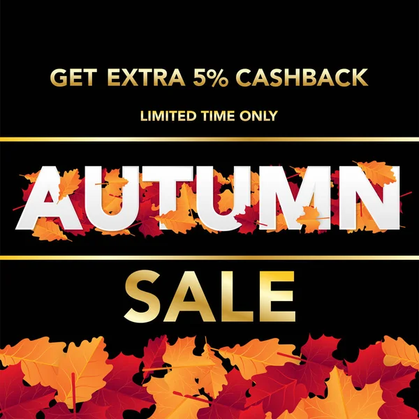 Sonbahar satış banner şablon yapraklarla, sonbahar yaprakları Satılık alışveriş için. Banner tasarımı. Poster, kart, etiket, web afiş. Vektör çizim