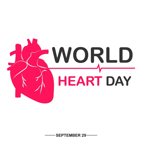 Dünya Kalp Günü Afiş Kalp Işareti Stetoskop Ile Beyaz Arka — Stok Vektör