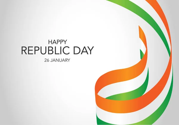 祝你印度共和国日快乐 贺卡模板 带有文字的横幅 在白色背景上被隔绝的挥动的印第安旗子 向量例证 — 图库矢量图片