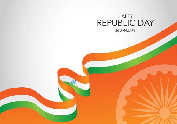 Feliz Día República India Plantilla Tarjeta Felicitación Banner Con Letras — Vector de stock