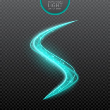 Gerçekçi ışıltılar ile şeffaf arka plan üzerinde mavi ışık etkisi. Sihirli ışık. Parlayan girdap ışık efekti. Vektör İllüstrasyonu