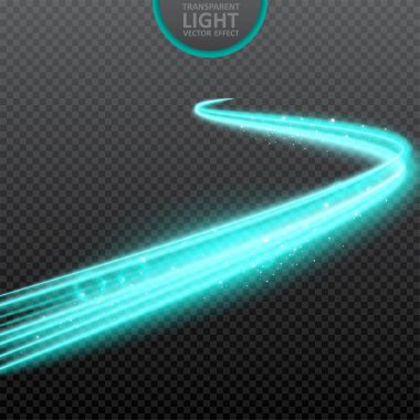 Gerçekçi ışıltılar ile şeffaf arka plan üzerinde mavi ışık etkisi. Sihirli ışık. Parlayan girdap ışık efekti. Vektör İllüstrasyonu