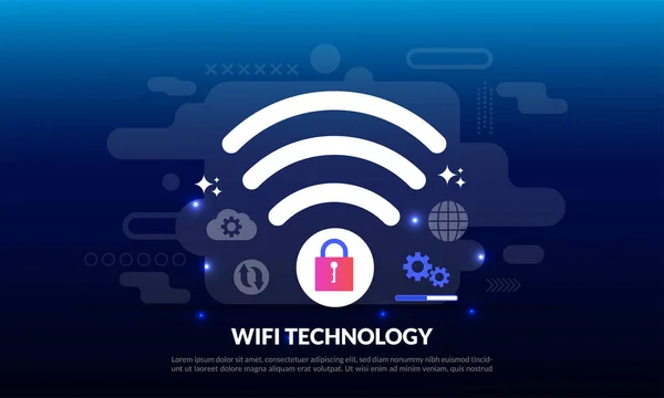 Draadloze technologie elektronische apparaten internet toegang en verbinding met openbare WiFi hotspot om toegang te krijgen tot internet, flat icon, geschikt voor web landing page, banner, vector template — Stockvector