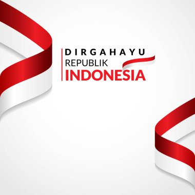 17 Ağustos 1945, Bağımsızlık Gününüz kutlu olsun. Tebrik kartı şablonu, beyaz arka planda 