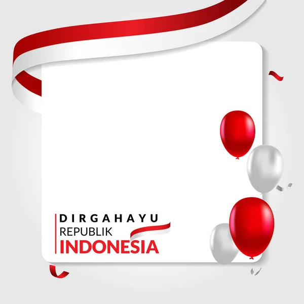 Août 1945 Happy Indonesia Independent Day Modèle Carte Vœux Bannière — Image vectorielle