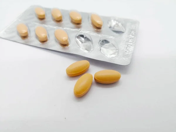 Koncepcja Leków Brązowy Tabletka Leku Stosowanego Dla Zaburzeń Krążenia Żylnego — Zdjęcie stockowe