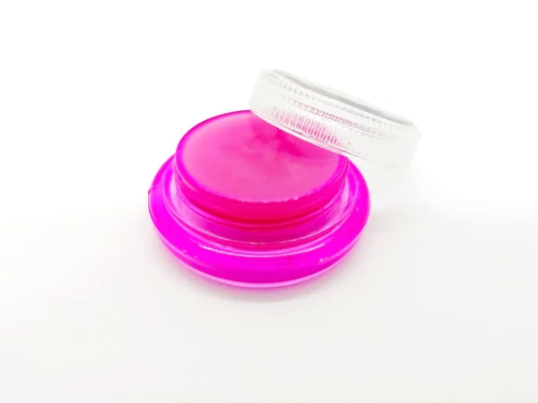 Medicação Saúde Conceito Moda Bálsamo Lábio Rosa Caixa Pequena Rosa — Fotografia de Stock