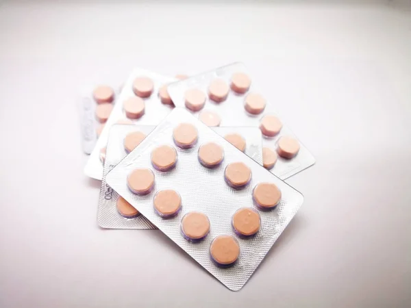 Concepto Medicamentos Salud Enfermedades Transmisión Sexual Cinco Envases 400 Comprimidos — Foto de Stock