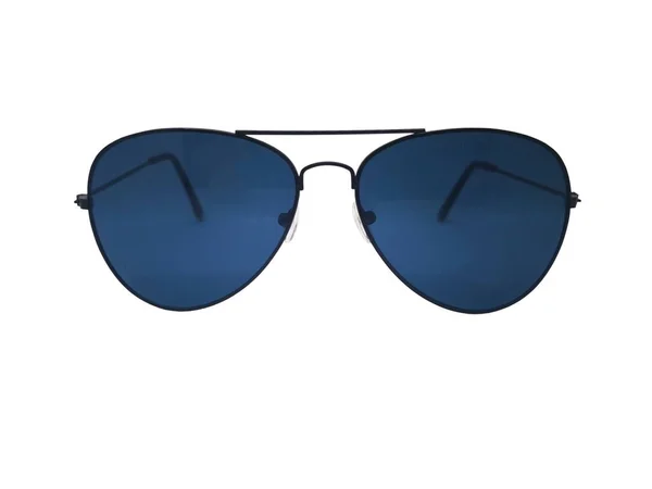 Concepto Moda Salud Lente Azul Gafas Sol Con Montura Acero — Foto de Stock