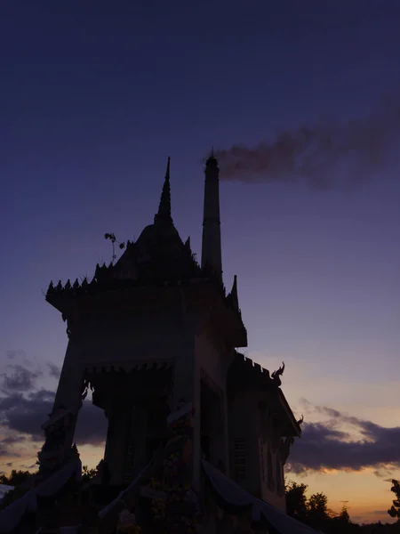 Cremación Campo Tailandia Comenzó Crepúsculo —  Fotos de Stock
