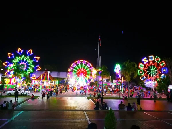 Krabi Thailand January 2018 Peaple Have Fun Time Funfair Grounds — Stock Photo, Image