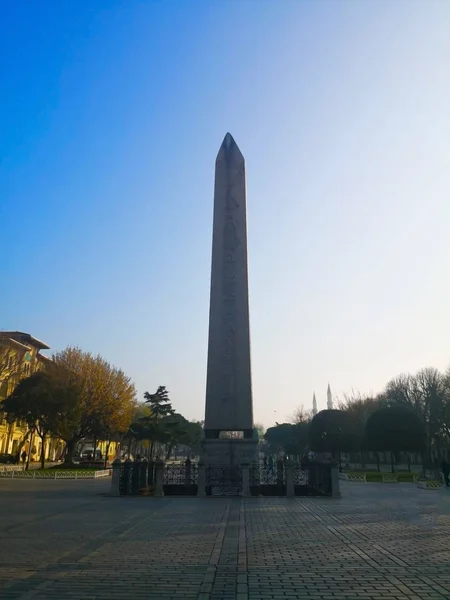 Het Centrale Park Van Istanbul Turkije Maart 2018 Paal Obilisk — Stockfoto