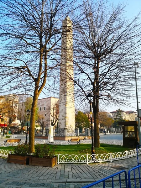 Het Centrale Park Van Istanbul Turkije Maart 2018 Paal Obilisk — Stockfoto