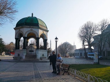 Istanbul, Türkiye-Mart 30, 2018'Hipodrom Alman Çeşmesi: Alman Çeşmesi IA bir neo-Bizans tarzı sekizgen Mermer Kemer mimari yapısını.