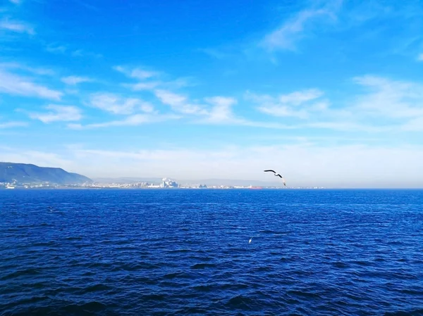 Contexto Conceito Natural Nuvens Brancas Estão Flutuando Céu Azul Acima — Fotografia de Stock