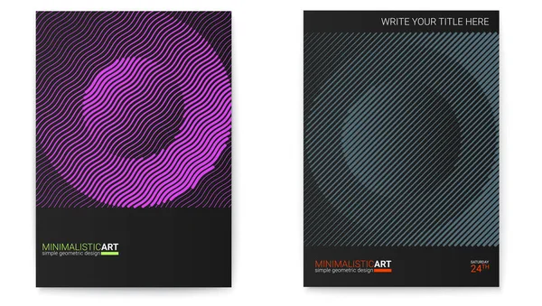 Set of posters with simple shape in bauhaus style. Cover design with modern geometric art. Modern digital art with halftone patterns. Memphis and hipster style graphic. Annual reports cover templates — Stock Vector