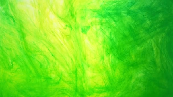 Colourful Movement Yellow Green Ink Water Abstract Background Acrylic Colours — Stock Video