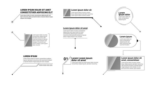 Digital callouts titles. Set of templates, modern banners of lower third for presentation isolated on white. Vector technology design of titles bar for infographics, advertising, video production