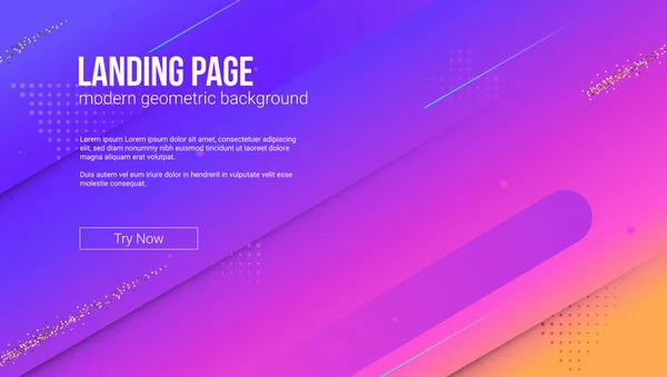Concept Landing Page Website Dynamic Composition Shapes Template Modern Gradient — Stock Vector