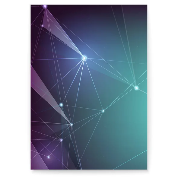 Moderní plakát s plexus abstraktní tvary, vektorové ilustrace. Koncept komunikačních vazeb, sítí, internetu, mobilní a satelitní komunikace. Mřížka s body spojenými pomocí spojnic. — Stockový vektor