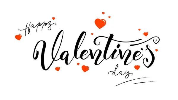 Feliz día de San Valentín, caligrafía en estilo vintage. Lápiz de pincel dibujado a mano con letras aisladas sobre fondo blanco. Plantilla para felicitación navideña, invitación, tarjetas de boda . — Vector de stock