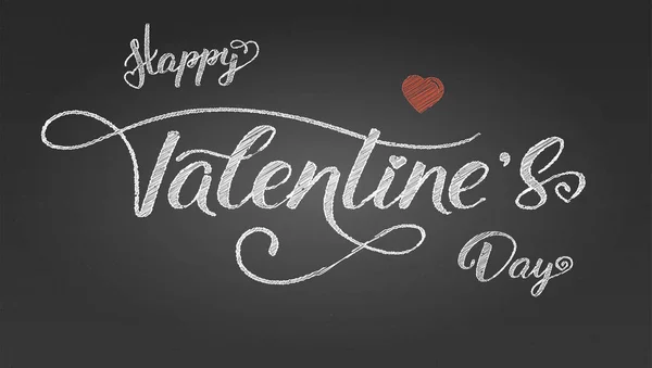 Feliz día de San Valentín. Cartel de saludos con diseño de texto. Caligrafía moderna en estilo vintage. Dibujado a mano de letras de texto de tiza en pizarra con texturas. Ilustración vectorial, eps10 — Vector de stock