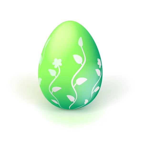 Frohe Osterfeiertage. Handgemachtes Osterei mit floralen Bildern. Ei isoliert auf weißem Hintergrund. Realistisches Symbol für die Frühjahrsferien — Stockvektor