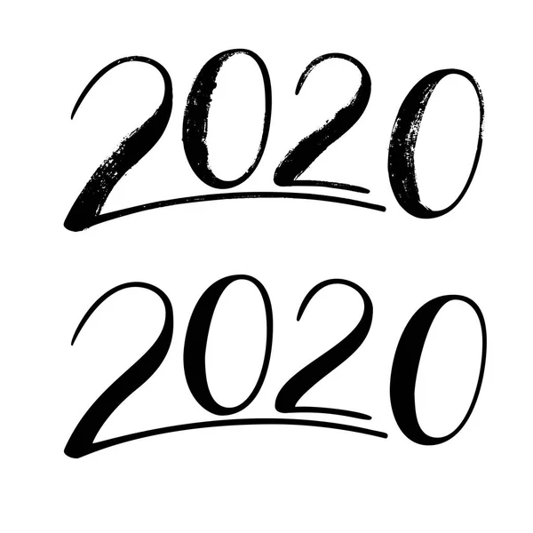 Kézírásos betűk 2020. Kínai kalligráfia kézzel rajzolt számok. — Stock Vector